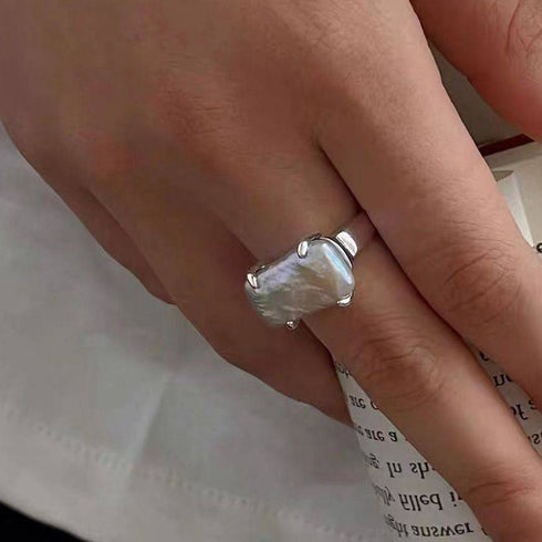 Modern Rectangle Baroque Stacking Rings - House Of Pearls